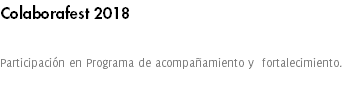 Colaborafest 2018 Participación en Programa de acompañamiento y fortalecimiento.